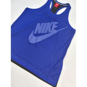 Nike Tank Top XL Women's Blue Sleeveless‎ Mesh Athletic Basketball Activewear